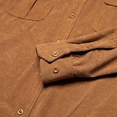 baratos Camisas de trabalho masculinas-Homens Camisa Social Textura Camisa casual Camisas de trabalho Camiseta de Veludo Azul Marinha Azul Manga Longa Tecido Colarinho de Camisa Casual Diário Bolso frontal Roupa Elegante Moda Roupa de rua