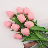 economico Fiore finti-10 tulipani finti, fiori artificiali, fiori finti in PU, steli di tulipano, per bouquet primaverili da matrimonio, composizioni floreali, decorazioni per feste in casa e ufficio, per la festa della