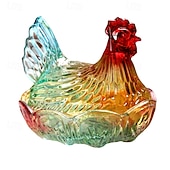 baratos Arrumação de Cozinha-Potes de vidro cristal reutilizáveis em formato de galinha com tampas, ideais para guardar doces, frutas secas, salgadinhos ou como decoração de mesa. Também podem ser usados como prato para servir