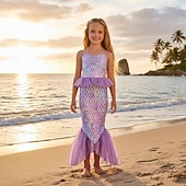  sereia Princesa sereia Vestidos Fantasia de festa temática Fantasias for Para Meninas Infantil Crianças Carnaval Baile de Máscaras Festa Feriado