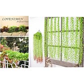 levne Umělé rostliny a zeleň-10 ks umělých vinných rév, závěsný břečťan, umělá smuteční vrba, zeleň, listy, plastové rostliny, umělá vinná réva, pro vnitřní a venkovní nástěnné košíky, svatební dekorace, hostina