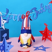  בובת פנטגרם פסים של יום העצמאות חסרת פנים גמד בובת רודולף קישוט בסגנון אמריקאי מצויר