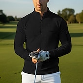 voordelige Heren Klassieke Polo-Voor heren Wafel Poloshirts Pullover Casual Sport &amp; Outdoor Kwart ritssluiting Lange mouw Modieus Comfortabel Kleurenblok Rits omhoog Zak Lente Herfst Lente &amp; Herfst Strak blauw Zwart Wit Oranje