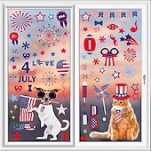 9 ark nye søte hundeflagg-glassklistremerker til uavhengighetsdagen i USA, feirer festivalen med elektrostatiske klistremerker