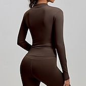 economico Giacche da corsa-Per donna Tinta unita Giaccia da corsa Giacca da esterno Giacca sportiva Estate Primavera Autunno Cerniera completa Snello Manica Lunga Asciugatura Rapida Leggero Elastico Traspirante Palestra Corsa