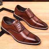 baratos Sapatos Oxford-Sapatos sociais masculinos em couro sintético, clássicos e elegantes para o escritório e ocasiões especiais.