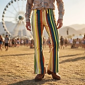 preiswerte Unterteile-Retro Vintage Boho 1970er Hose Schlaghosen Hippie Disco Hohe Taille Gestreift Kostüm Herren Halloween Karneval Musikfestival Retro-Mottoparty Erwachsene Hose