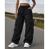  בגדי ריקוד נשים מכנסיים רחבים מכנסי קרגו מכנסי ריצה שרוך כיס מותניים גבוהים תחתיות חדר כושר בגדי ספורט ומנוחה אִמוּן אביב סתיו נושם כושר אמון חוץ ריצה מונח בצורה רפויה בגדי ספורט לבוש אקטיבי אחיד