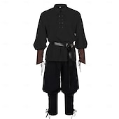 tanie stroje-Średniowieczne Renesansowa Wymyślny kostium Długie rękawy Pirat Wiking Strój na bal maskowy Męskie Wiking Piracki Halloween Karnawał Spektakl LARP Ren Faire Dla dorosłych Koszula Spodnie Pas