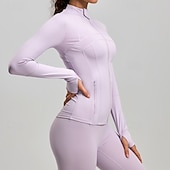 levne Běžecké bundy-Dámské Jednobarevné Koşu Ceketleri Venkovní bunda Sportovní bunda Léto Jaro Podzim Celý zip Štíhlý Dlouhý rukáv Rychleschnoucí Lehká váha Elastický Prodyšné Tělocvična Běh Cvičení Černá Žlutá Světl