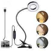 preiswerte Leselampen-1 LED-Klemmleuchte, 48 LEDs, 3 Farbmodi, Helligkeit einstellbar, flimmerfrei, augenschonend, 5V USB-Stromversorgung, geeignet für Arbeitszimmer, Büro, Nachttisch, Live-Stream-Beleuchtung