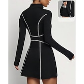 economico Abbigliamento Tennis da donna-Per donna Tinta unita Abito da tennis con pantaloncini Abito sportivo Manica Lunga Con zip Tasca Elastico Traspirante Tennis Corsa Fitness Collo Alto Vestito Tuta Nero Abbigliamento da tennis
