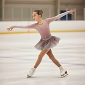abordables Vestidos de Patinaje Artístico-Vestido de patinaje artístico Chica Patinaje Sobre Hielo Vestidos Negro Blanco Amarillo Retazos Costura asimétrica Elástico Entrenamiento Competición Ropa de Patinaje Clásico Cristal / Strass Manga