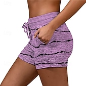 preiswerte Sportliche Shorts-Damen Jogginghose Chinos Shorts Urlaub Mode Streetwear Kurz Hohe Taille Gestreift Elastischer Bund Drucken Bequem Komfort Weich Dehnbar Outdoor Urlaub Straße Blau Hellgrau Königliches Blau Purpur