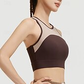 baratos Sutiã Esportivo-Mulheres Sustentação Média Regata com Bojo Sutiã de corrida Delgado Good Top Acolchoado Academia Exercício Corrida Leve Elástico Respirável Preto Branco Azul Retalhos