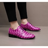 voordelige Derby Schoenen-Herenschoenen van imitatieleer in paars met krokodillenprint, stijlvol en uniek, ideaal voor formele gelegenheden en avondkleding.