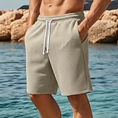 economico Pantaloncini casual-Per uomo Nido d'ape Shorts Pantaloncini Estivi Shorts da Spiaggia Coulisse Elastico in vita Gamba Dritta Semplice Comodità Morbido Lunghezza al ginocchio Quotidiano Spiaggia Moda Chic &amp; Moderno Blu