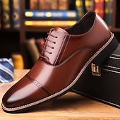 baratos Sapatos Oxford-Sapatos sociais masculinos em couro sintético, clássicos e elegantes para o escritório e ocasiões especiais.