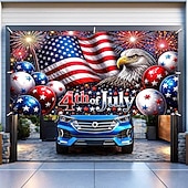 olcso 250. évforduló-USA 250. évfordulója, július 4., függetlenség napja, garázsajtó dekoráció, borító, tűzijáték, amerikai zászló, hazafias, garázsajtó, háttér, amerikai zászló, szabadság, emlékmű, party, dekorációs kellékek