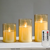 economico Luci di candela-3 candele a led senza fiamma con telecomando, candele di cera senza fumo per proposte di matrimonio, feste, cene, illuminazione ambientale, alimentate a batteria AAA, decorazioni per la casa
