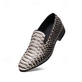 halpa Loafers-Miesten vihreät ja ruskeat käärmekuvioiset nahkaiset loaferit, slip-on-muodinmukaiset kengät yökerhoihin, juhliin ja rohkeisiin muotilausuntoihin
