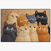 cheap Doormats-Faux Embroidered Cats Doormat Playful Cat-Themed Welcome Mat Durable Long-Lasting Quality for Home Entry
