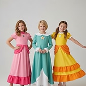  prinsessan Peach Cosplay-kostym Maskerad Accessoarer Cosplay for Dam Flickor Barn Vuxna Karnival Maskerad