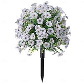  24 Inch Artificial Flower Stake Outdoor Decor Violet  Boxwood Topiary Ball Trees Multi-Color Garden Stakes for Yard & Lawn, No Fade Heavy Duty Plastic, All Season Decoration