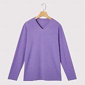 abordables T-shirt en tricot côtelé-Homme T-shirt Débardeur Musclé T-shirt en tricot côtelé Chemise à Manches Longues manche longue Col en V Printemps Automne Hiver Uni Bande de Fosse Mode Designer Basique Tricot Occasionnel Vacances