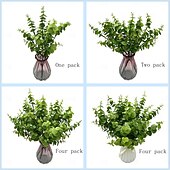 cheap Artificial Plants &amp; Greenery-4 pcs Eucalyptus Stems Decor Artificial Eucalyptus Leaves Faux Eucalyptus Stems Real Touch Fake Greenery Branches for Wedding Flower Bouquet Centerpiece Home Office Decoration