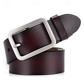 cheap Men's Belt-Men Belt Classic Leather Elegant Fashion Casual Solid Color Black Red Casual Daily Business Waist Belt