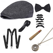 voordelige Outfits-Set Vintage Roaring jaren '20 Jaren 1920 Hoeden Accessoireset The Great Gatsby Heer Kostuum Voor heren Halloween Carnaval Feest Maskerade Volwassenen Boog Hoed Bretels