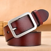 cheap Men's Belt-Men Belt Classic Leather Elegant Fashion Casual Solid Color Black Red Casual Daily Business Waist Belt