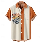 economico Camicia vintage-Per uomo Nautico Camicia Camicia con Bottoni Manica Corta Vintage Moda Designer Casuale All'aperto Ferie Estate Primavera Collo ripiegato Stampato Bottonato Blu Bianco Giallo Verde chiaro Rosa