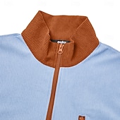  Męskie Koszula sztruksowa Koszulka Koszulka z długim rękawem Długi rękaw Suwak Jesień Zima Kolorowy blok Codzienny Teksturowane Styl uliczny Zapiąć na zamek błyskawiczny Ponadgabarytowych Luźna