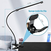 billige Leselys-LED-skrivebordslampe med klipsfunksjon og flimmerfri øyepleie, 3 lysstyrkenivåer, justerbar for lesing, studier, soverom, sovesal, USB-drevet, nattbordslampe, flimmerfri