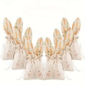 cheap Easter-6pcs Bunny Drawstring Bags, 5.91x7.09inch, Cute Carrot Rabbit Easter Gift Pouches for Party Favors, Candy, Jewelry, Surprise Packaging, Goodie Bags for Wedding, Tailgating, Spring &amp; Summer Events