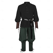 tanie stroje-Średniowieczne Renesansowa Wymyślny kostium Długie rękawy Pirat Wiking Strój na bal maskowy Męskie Wiking Piracki Halloween Karnawał Spektakl LARP Ren Faire Dla dorosłych Koszula Spodnie Pas