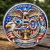  Monedă comemorativă aniversară de 250 de ani a SUA - 1776-2026, ediție limitată, monedă de colecție semi-cincicentenară cu design de vultur, clopot al Libertății și steag american