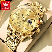 abordables Relojes de Cuarzo-Nuevo reloj de negocios para hombre de la marca Olevs con pantalla luminosa, función de cronómetro, calendario, indicador de 24 horas, reloj de cuarzo multifuncional, informal y moderno, resistente al
