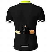 cheap Men's Jerseys-Men Cycling Jersey Downhill Jersey Geometric Checkerboard Short Sleeve Bike Jersey T Shirt with 3 Rear Pockets UV Resistant Fast Dry With Pockets Front Zipper Sports Green Clothing Apparel
