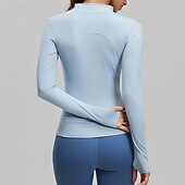 billiga Löparjackor-Dam Solid färg Joggingjacka Utomhusjacka Sportjacka Sommar Vår Höst Blixtlås i fullängd Smal Långärmad Snabb tork Lättvikt Elastisk Andningsfunktion Gym Löpning Träning Blå Rodnande Rosa Purpur