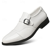 abordables Chaussures Oxford-Chaussures habillées blanches pour hommes en similicuir, élégantes et sophistiquées pour les mariages et les occasions spéciales.