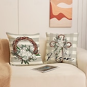 cheap Throw Pillows &amp; Covers-Set of 4 Easter Bunny Pillow Covers Spring Holiday Decorative Throw Cushion Covers for Sofa Bed Bedroom