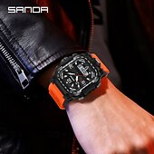 cheap Digital Watches-SANDA Men Digital Watch Creative Large Dial Outdoor Sports Luminous Stopwatch Alarm Clock Countdown Silicone Gel Silicone Watch