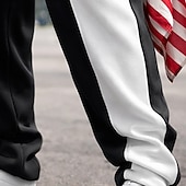 ieftine Picior drept-Bărbați Pantaloni Sport Pantaloni de sport cu picior drept Cordon Buzunar Talie elastică Bloc Culoare Steag Național Confort Lungime totală Casual Zilnic În aer liber Vacanță Modă Negru Roșu-aprins