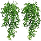 levne Umělé rostliny a zeleň-Sada 4 umělých závěsných rostlin z kapradiny staghorn, umělá kapradina, zeleň tropické džungle, listy révy vinné, na dekoraci na zeď, na svatbu, do zahrady, do domu, na venkovní dekoraci