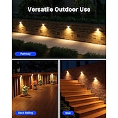 abordables Aplique de pared para exterior-Luces solares de acero inoxidable para cercas, para exteriores, impermeables, con sensor de movimiento, para postes de patio, terrazas, porches, barandillas de escaleras, muelles, portones, pasarelas,