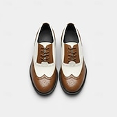 baratos Sapatos Brogue-sapatos oxford brogue preto e branco masculinos com design wingtip, detalhes perfurados para eventos formais e festas casamentos