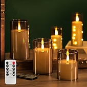 economico Luci di candela-3 candele a led senza fiamma con telecomando, candele di cera senza fumo per proposte di matrimonio, feste, cene, illuminazione ambientale, alimentate a batteria AAA, decorazioni per la casa